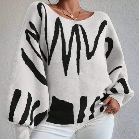 Casual Women's Loose Lantern Sleeve Sweater - Picture 7 of 7